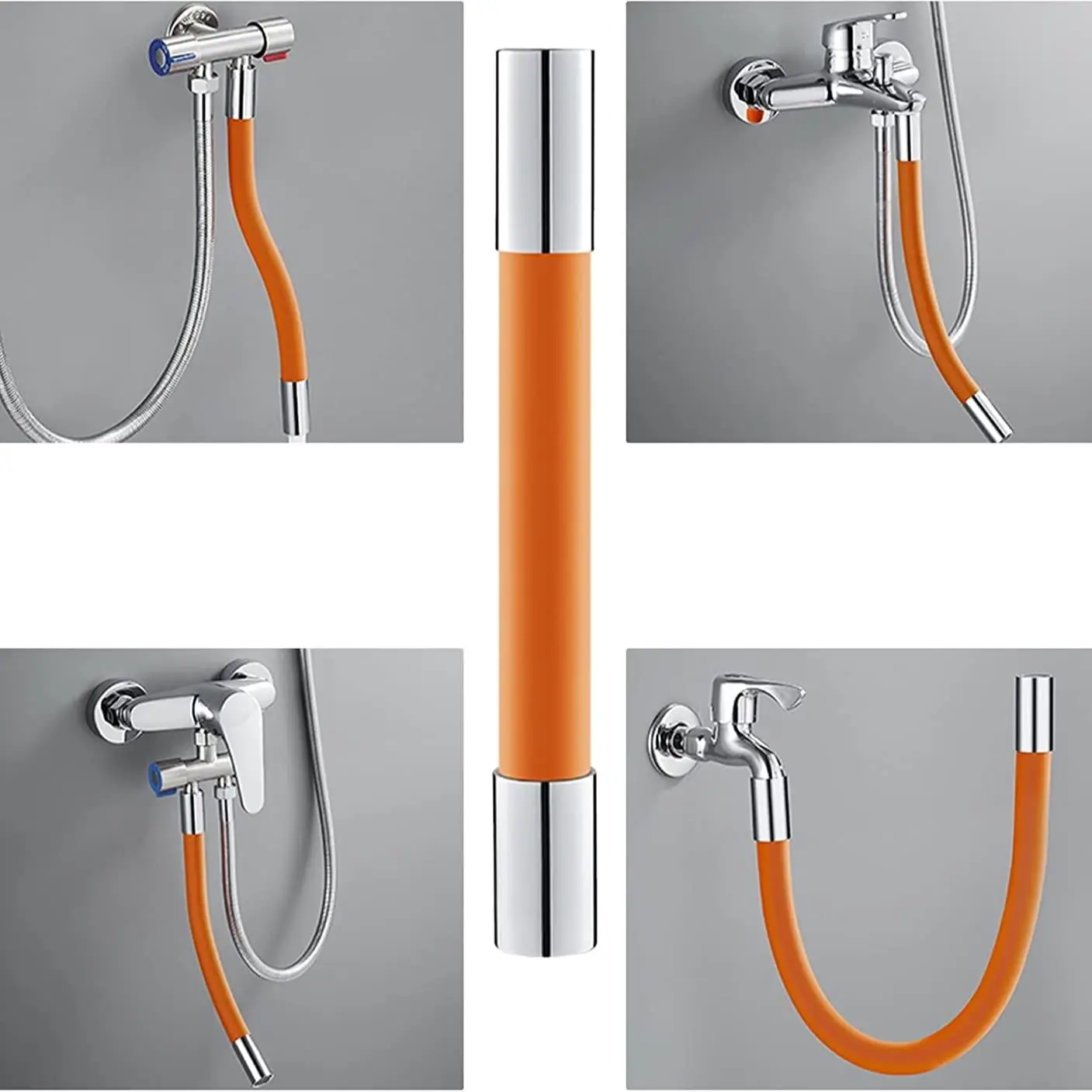 Rallonge de robinet d'évier de cuisine, flexible universel de salle de bain pivotant à 360°, flexible coudé pour lavabo, avec filtre et tête anti-éclaboussures.