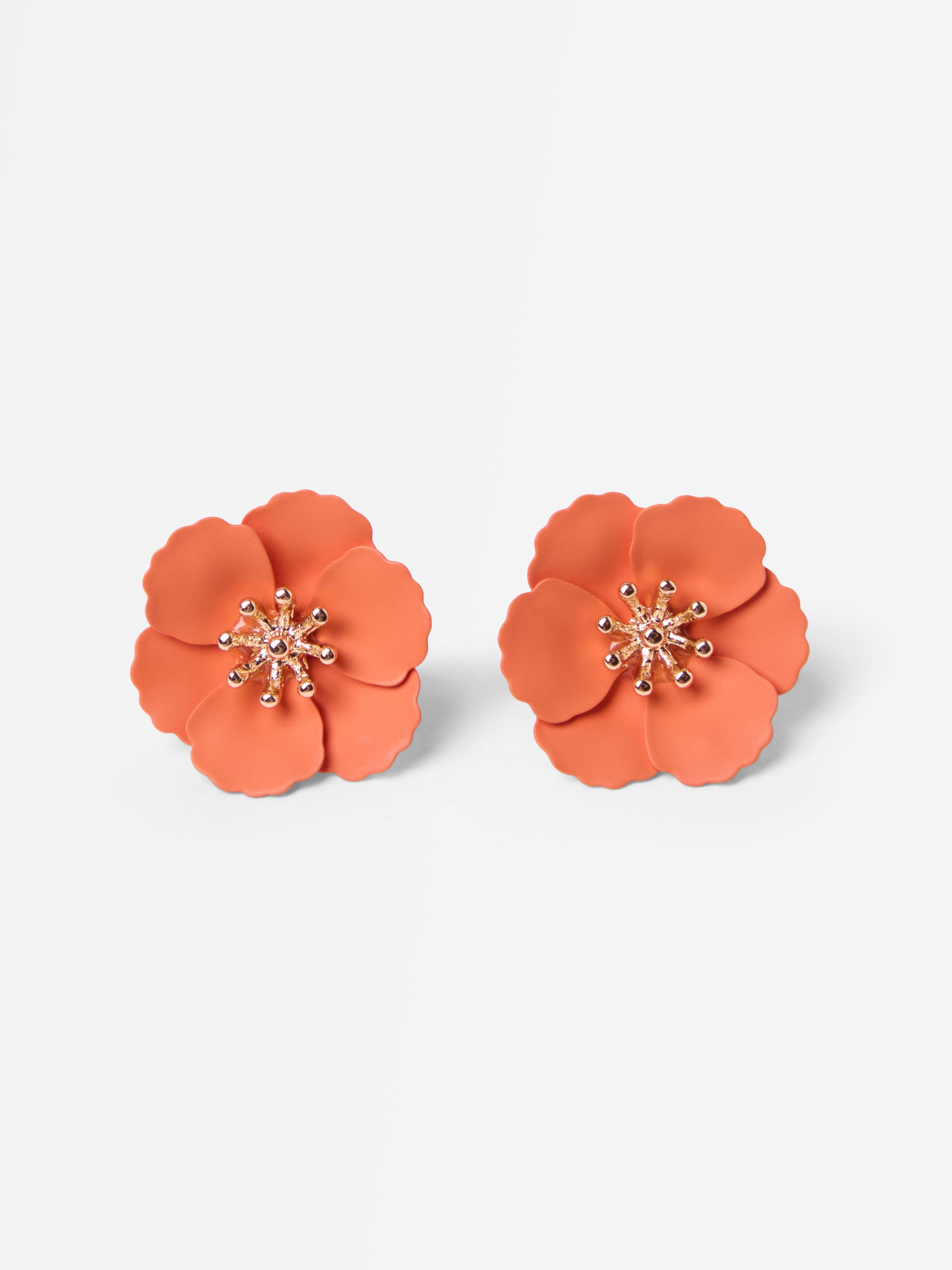 Örhängen med blommor orange