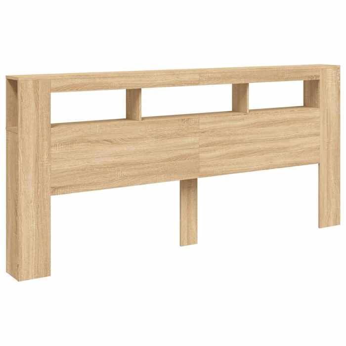Cabecero LED vidaXL, panel con almacenamiento, accesorio para cama, cabecero para estructura de cama de dormitorio, roble Sonoma 837374