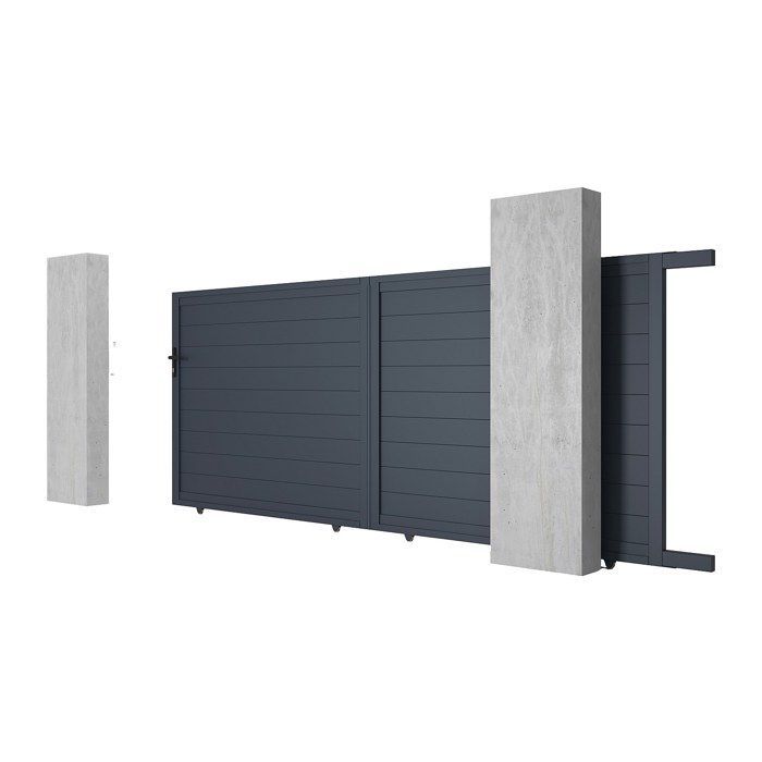 Puerta corredera de aluminio macizo, 416 cm de ancho x 180 cm de alto, color antracita - NAZARIO