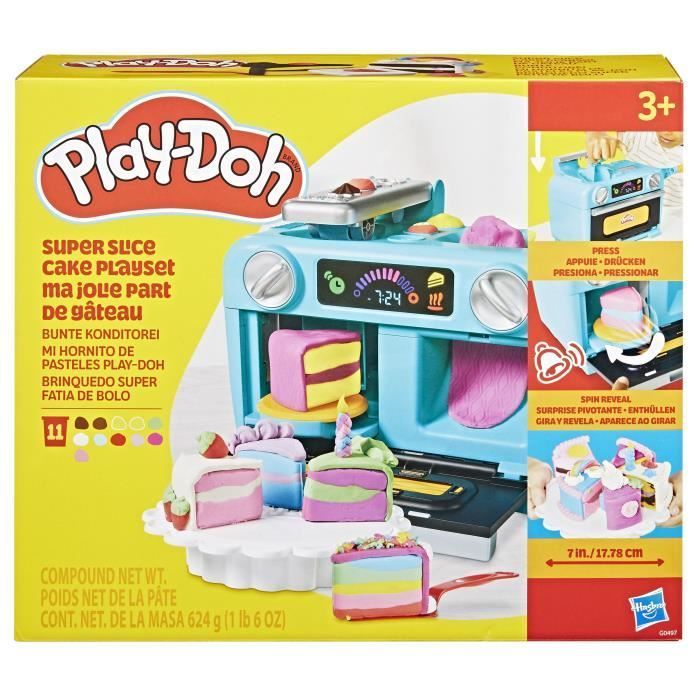 Play-Doh Ma jolie part de gâteau, four jouet, accessoires de cuisine factices et 11 pots de pâte à modeler, dès 3 ans