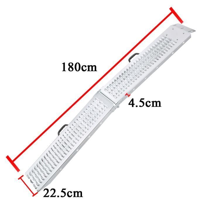 Rampa de carga plegable de aluminio para motocicletas HENGMEI, rampas antideslizantes para motocicletas, capacidad máxima de 400 kg por par (180 x 22,5 x 4,5 cm).