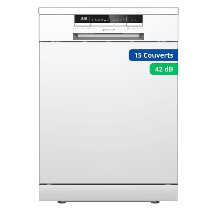 GEDTECH GLV1542WH 15 pk vaatwasser - Besteklade - 42 dB - Ultrastil - Uitgestelde start - Eco - Energiezuinig (klasse C)