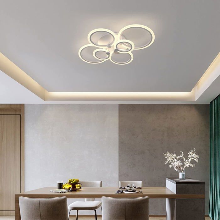 DORLINK DL1105 LED-plafondlamp - 6 ringen 76W - Wit met afstandsbediening - Geschikt voor slaapkamer of hal
