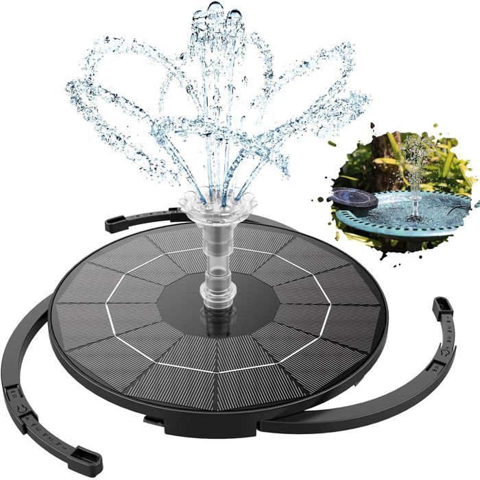 Fontaine Solaire 3.5W avec 12 Buses Pompe Solaire Bassin Exterieur pour Bain d'oiseaux Aquarium Etang Jardin Fontaine（3.5W）