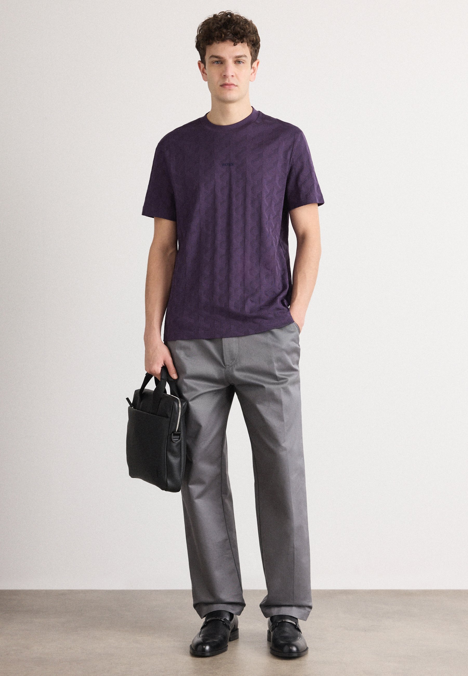 T-shirt basic con grafica BOSS MIRROR - viola medio