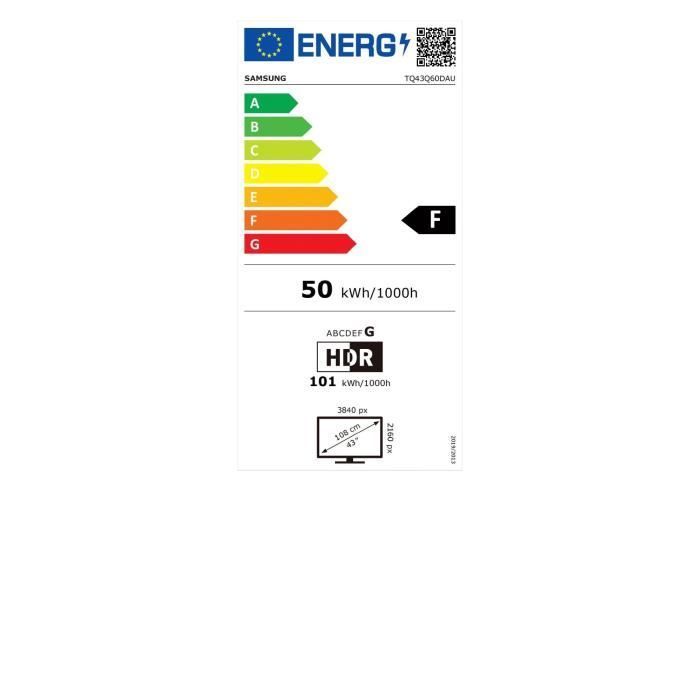 Samsung 43Q60D - Televisor QLED de 43 pulgadas (109 cm) - 4K UHD 3840x2160 - Quantum HDR - Smart TV - Centro de juegos - 3xHDMI - WiFi