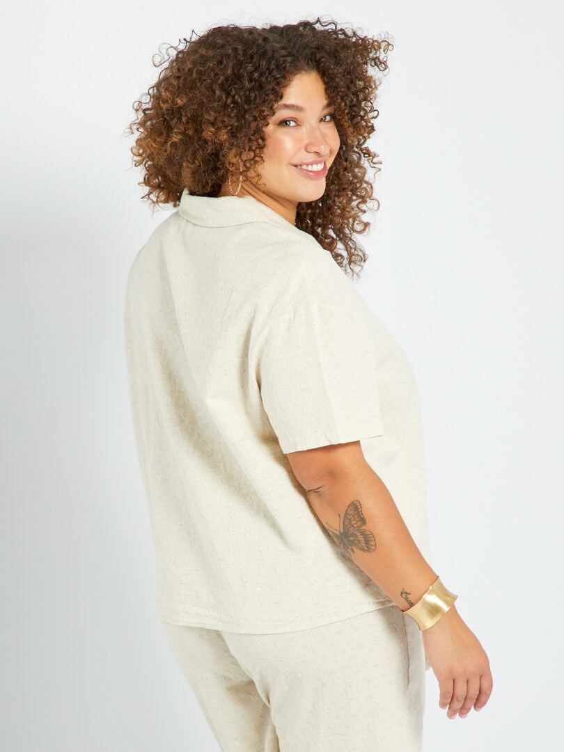 Blouse met korte mouwen - BEIGE