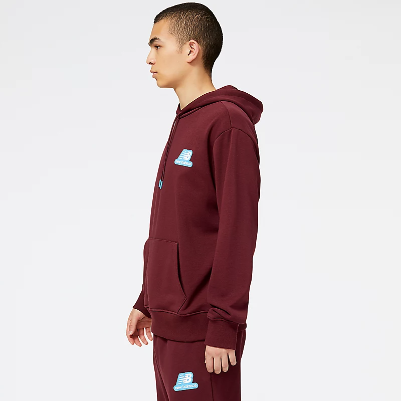 NB Essentials heren hoodies met gestapelde rubberen PO-details - NB bordeauxrood