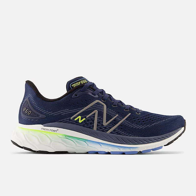Chaussures Fresh Foam X 860v13 pour homme – Bleu marine avec bordures métallisées argent foncé et motif ananas spatial