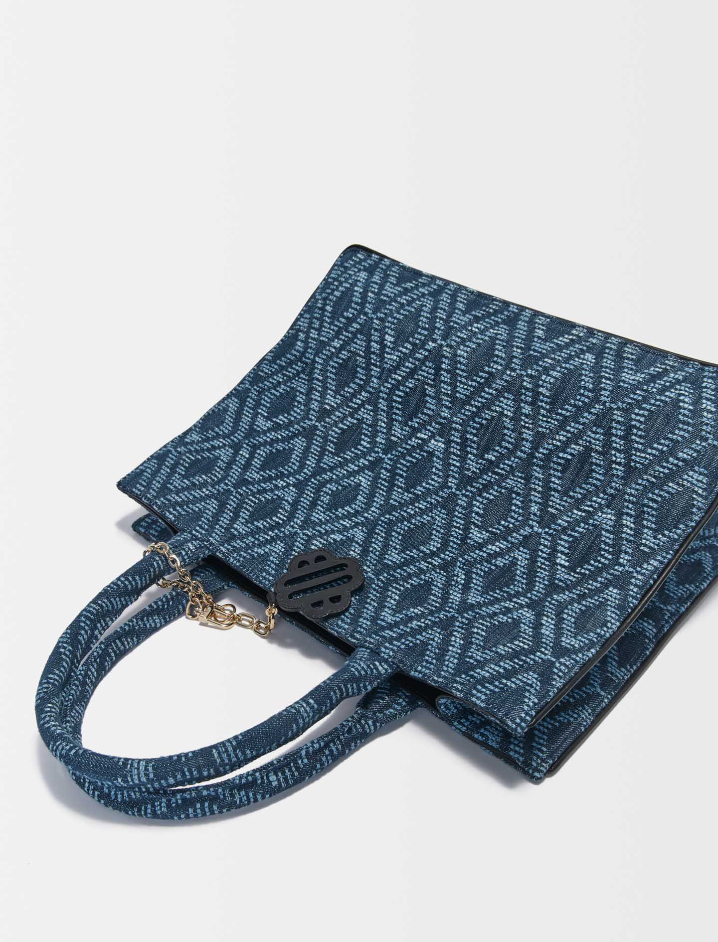Geantă shopper cu imprimeu grafic - Indigo