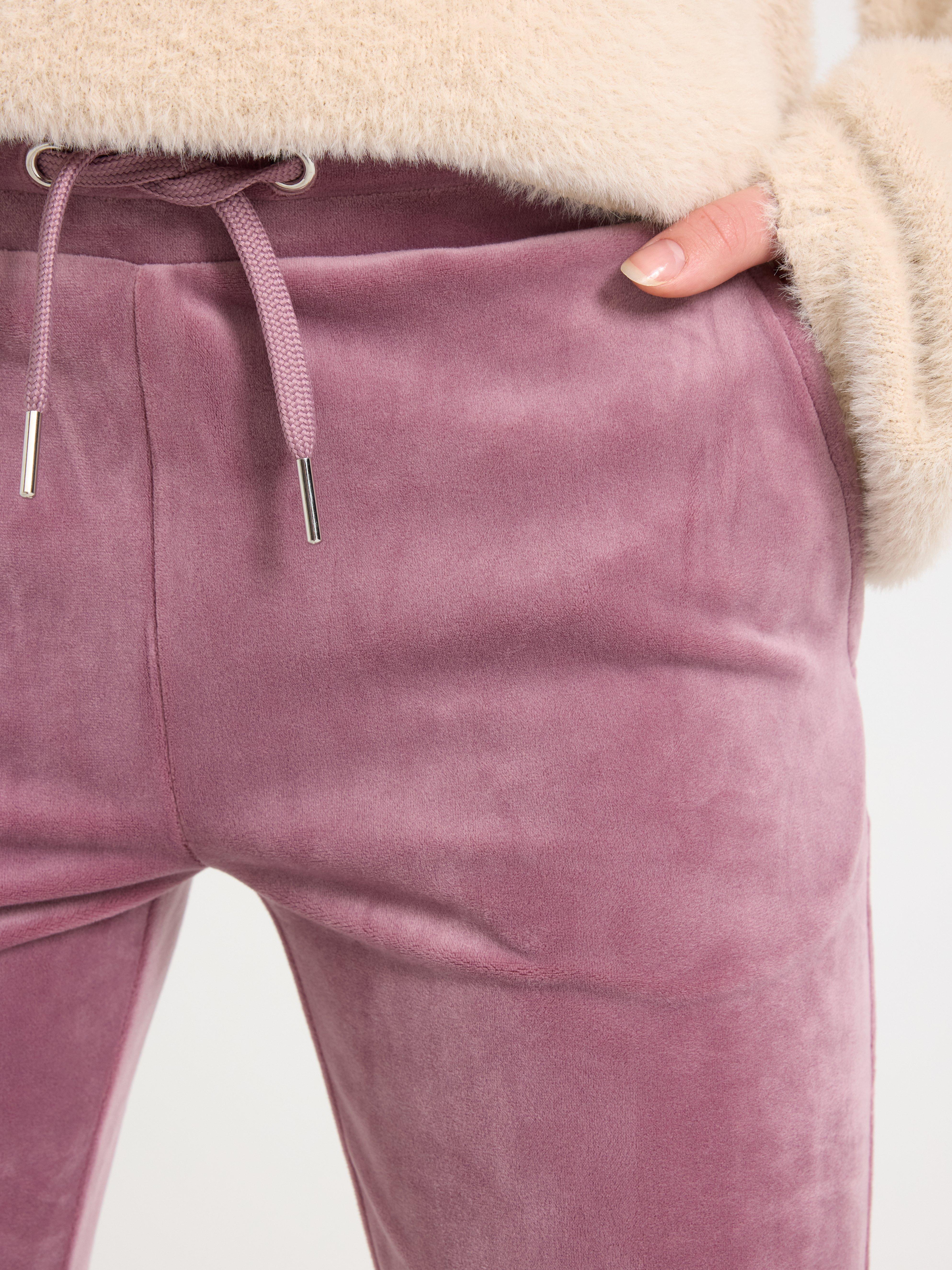 Utsvängda byxor i velour lilac