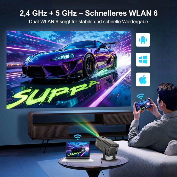 Mini Vidéoprojecteur,Compatible Avec Netflix,Supporte 4K Android 13,Smart Projector Portable 5G Wifi 6 Bt 5.3, Mini Projecte[XV37]