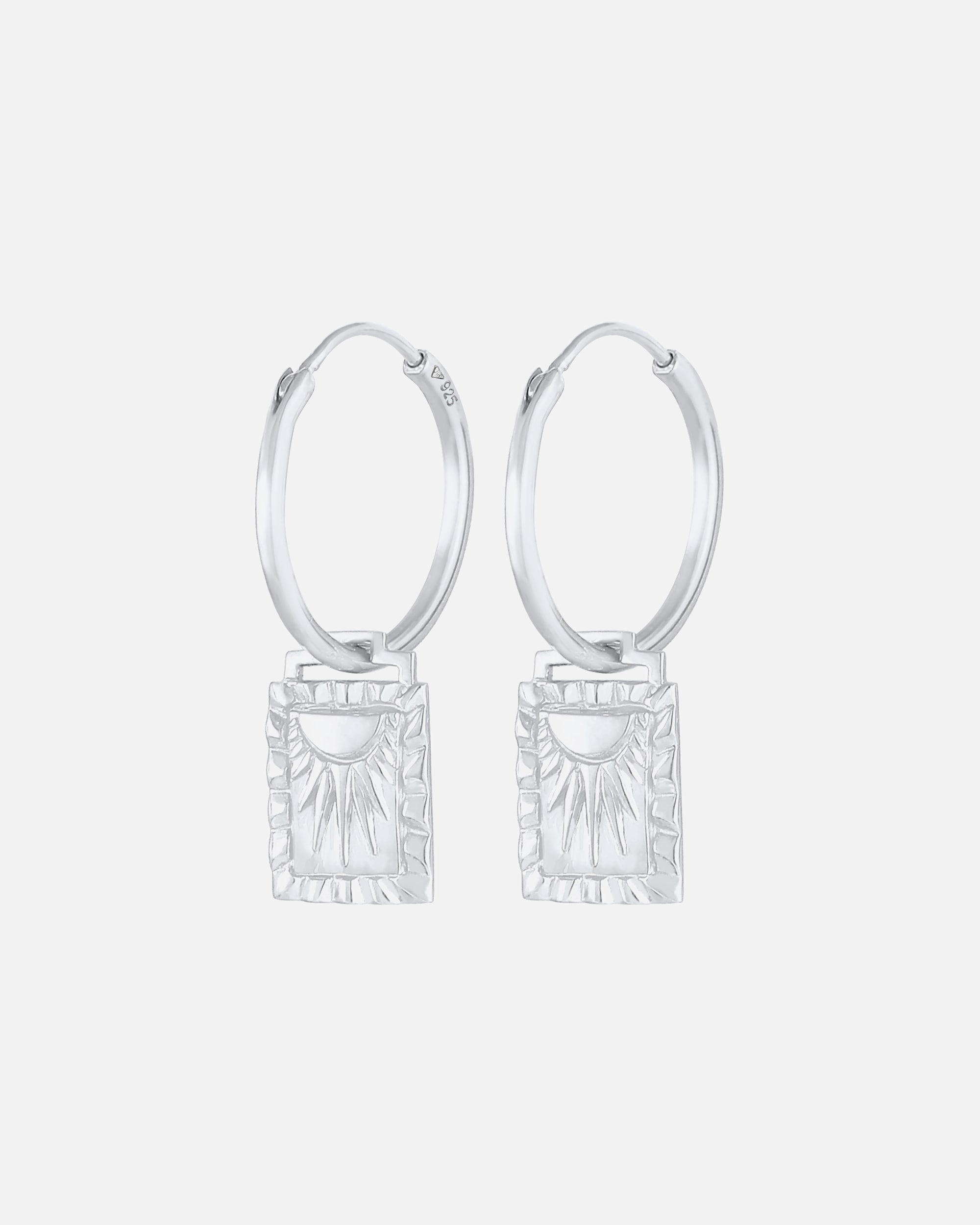 Elli Pendentif créole pour dames Pièce de monnaie Vintage Sun en 925/1000 argent massif