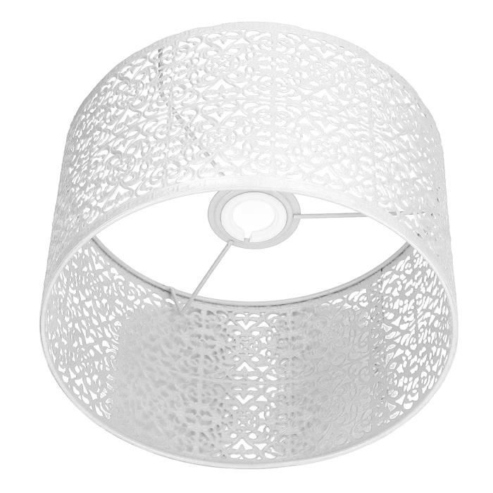Pantalla de lámpara de metal blanco calado, resistente a las polillas, compatible con bombillas E14/E27, efecto de pantalla decorativa.