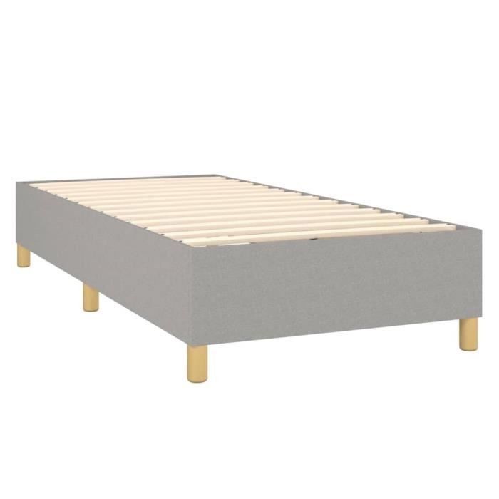 Base de cama FAFEICY con muelles - Gris claro - Tapizada - Individual - Patas incluidas