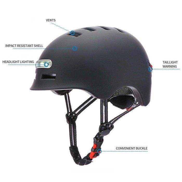 Casque de Vélo ou Scooter Électrique avec Voyant Rouge + feu Avant Blanc Casque VTT, WOVTE Patins Léger avec Doublure Amovible