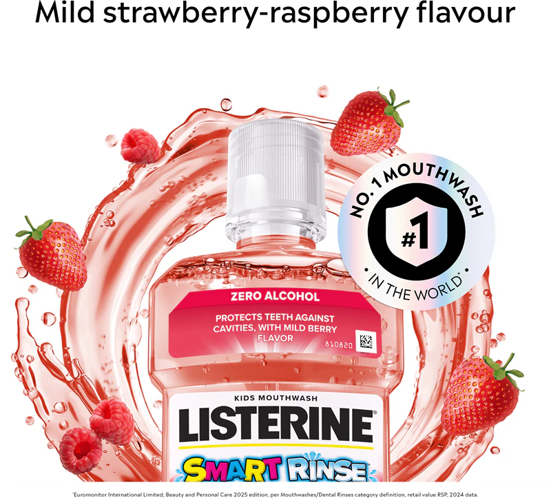 Dětská ústní voda Listerine Smart Rinse s jemným ovocným voskem