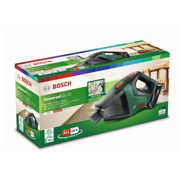 Aspiradora de mano inalámbrica Bosch UniversalVac18 - CONJUNTO con 1 batería de 2,5 Ah