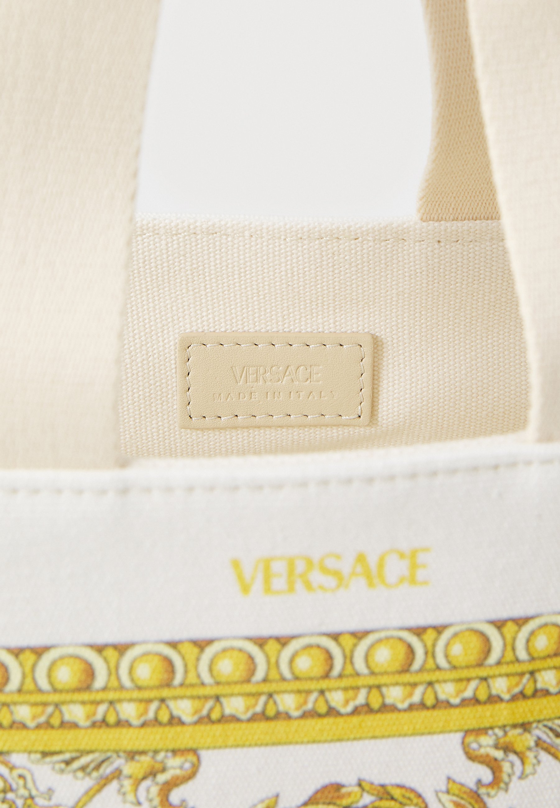 Sac cabas Versace unisexe en tissu imprimé Méduse - naturel/doré
