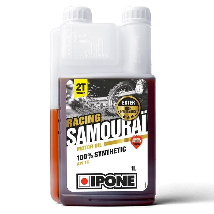 IPONE - Huile Moteur 100 % Synthétique 2T Samouraï Racing - Fraise 1L