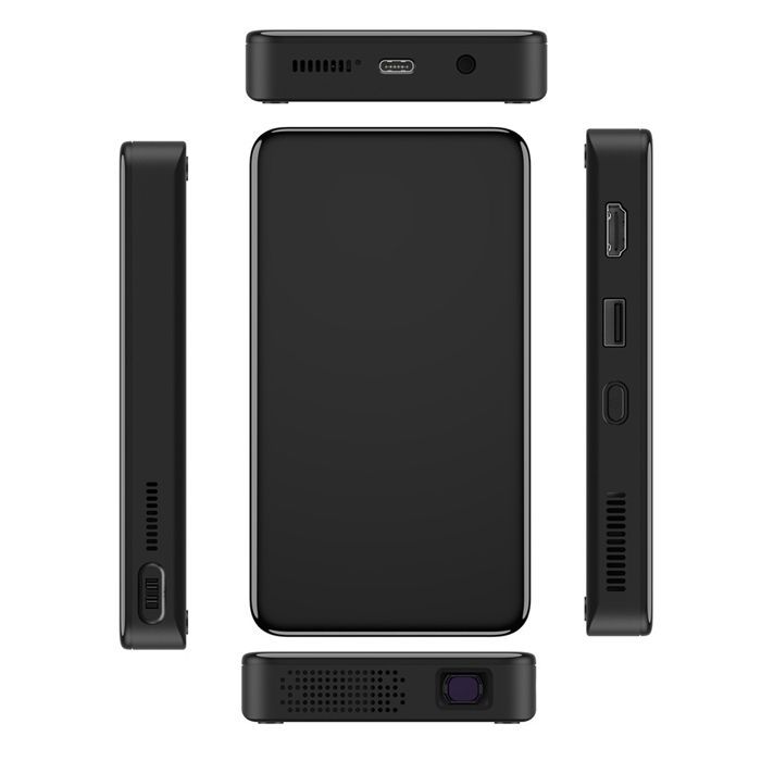 Proiettore mini portatile Android 4K Pico YONIS, proiettore Wi-Fi intelligente + scheda SD da 128 GB, nero