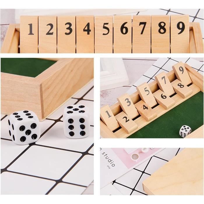 Jeu de société - Shut The Box - Classique - Bois - Jeu de dés - 2 joueurs ou plus