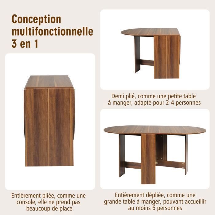 Mesa de jantar dobrável de madeira GIANTEX, mesa de cozinha extensível multiuso para 4 a 6 pessoas, 163 x 80 x 75 cm