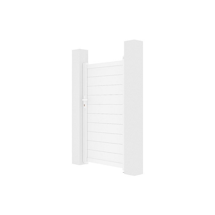 Puerta batiente de aluminio macizo, 103 cm de ancho x 180 cm de alto, blanca - NAZARIO