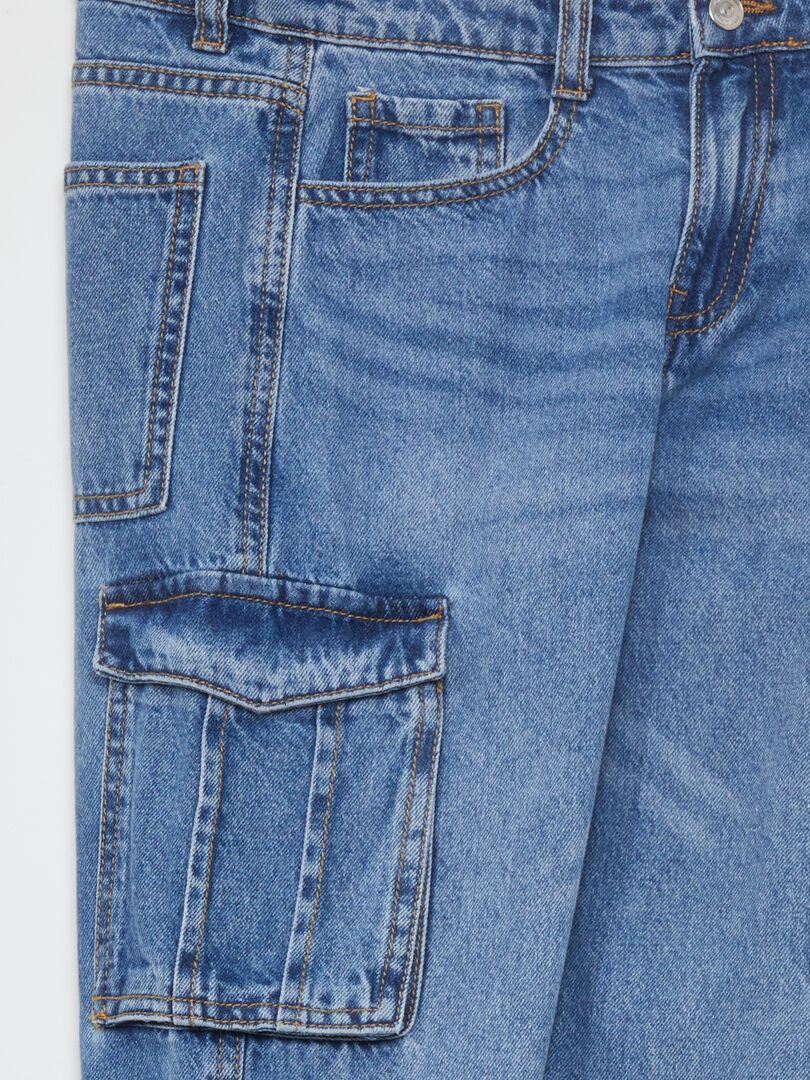 Spijkerbroek met wijde pijpen en zakken - BLAUW