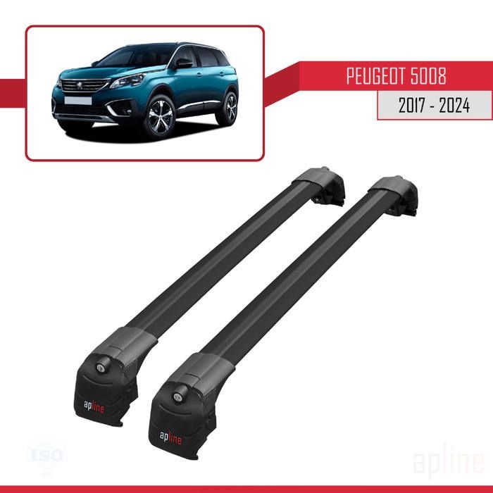 Barras de techo ACE-2 compatibles con Peugeot 5008 2017-2024, portaequipajes de techo para coche, color negro.