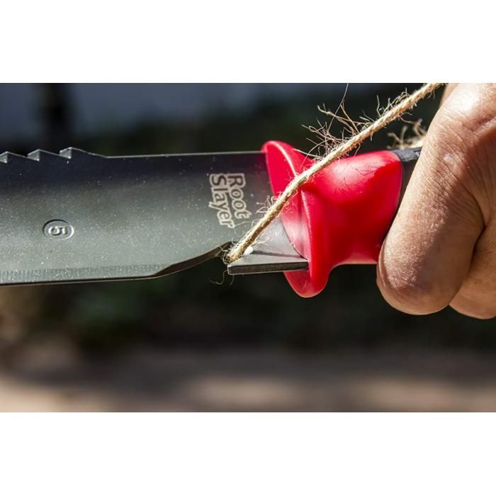 Herramienta manual RootSlayer + Cuchillo de mano para tierra/hoja dentada - Herramientas de jardinería multifuncionales esenciales - ligeras y versátiles