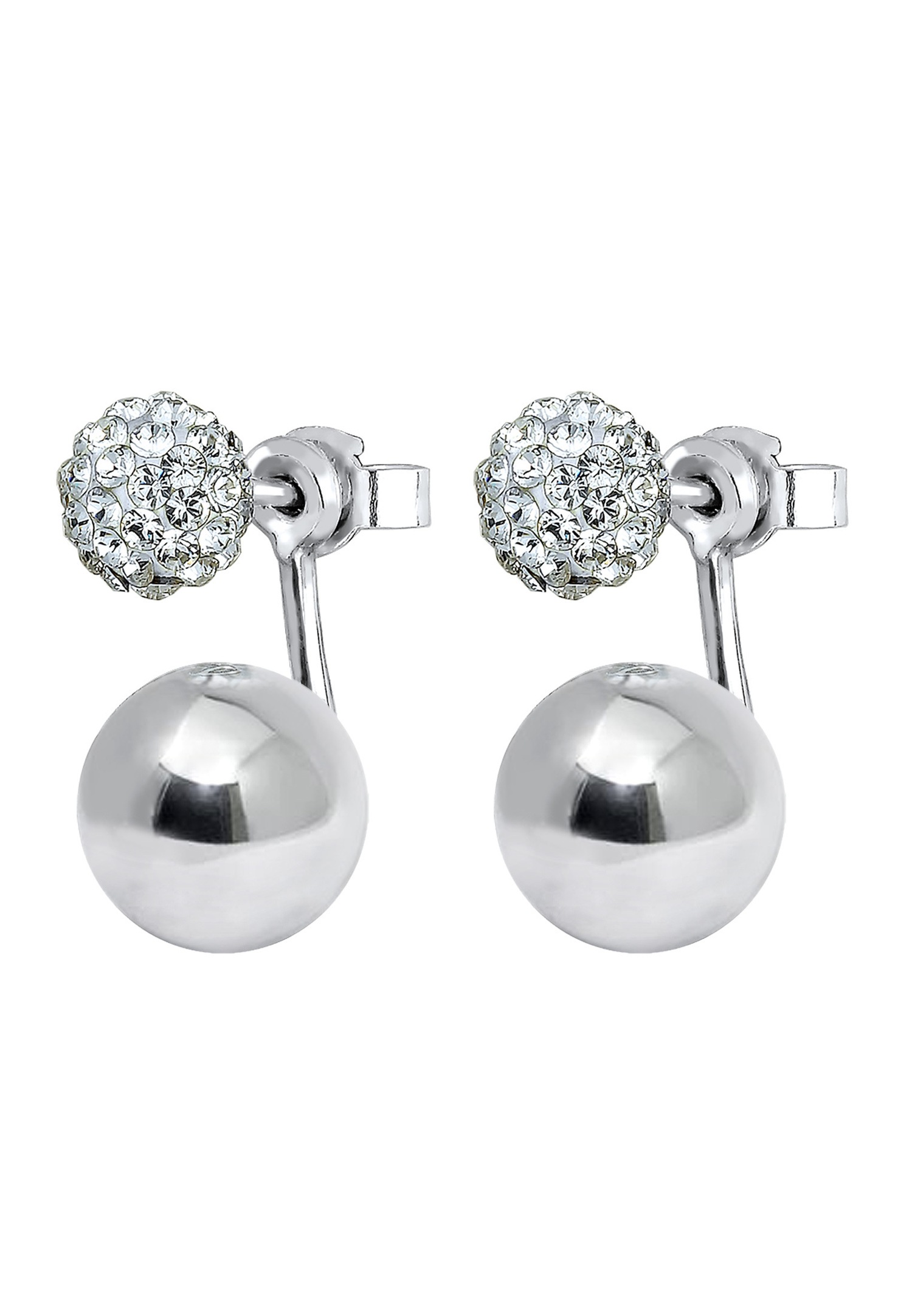 Elli Femmes avant arrière géo tendance avec cristaux en argent sterling 925