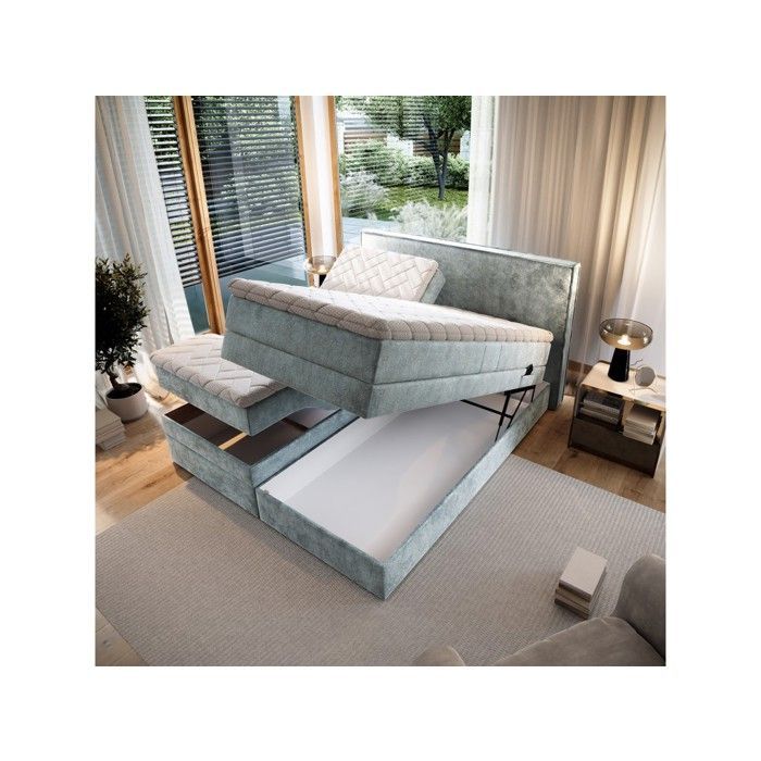 POSITANO Letto matrimoniale 180x200 - Set relax elettrico in tessuto grigio chiaro