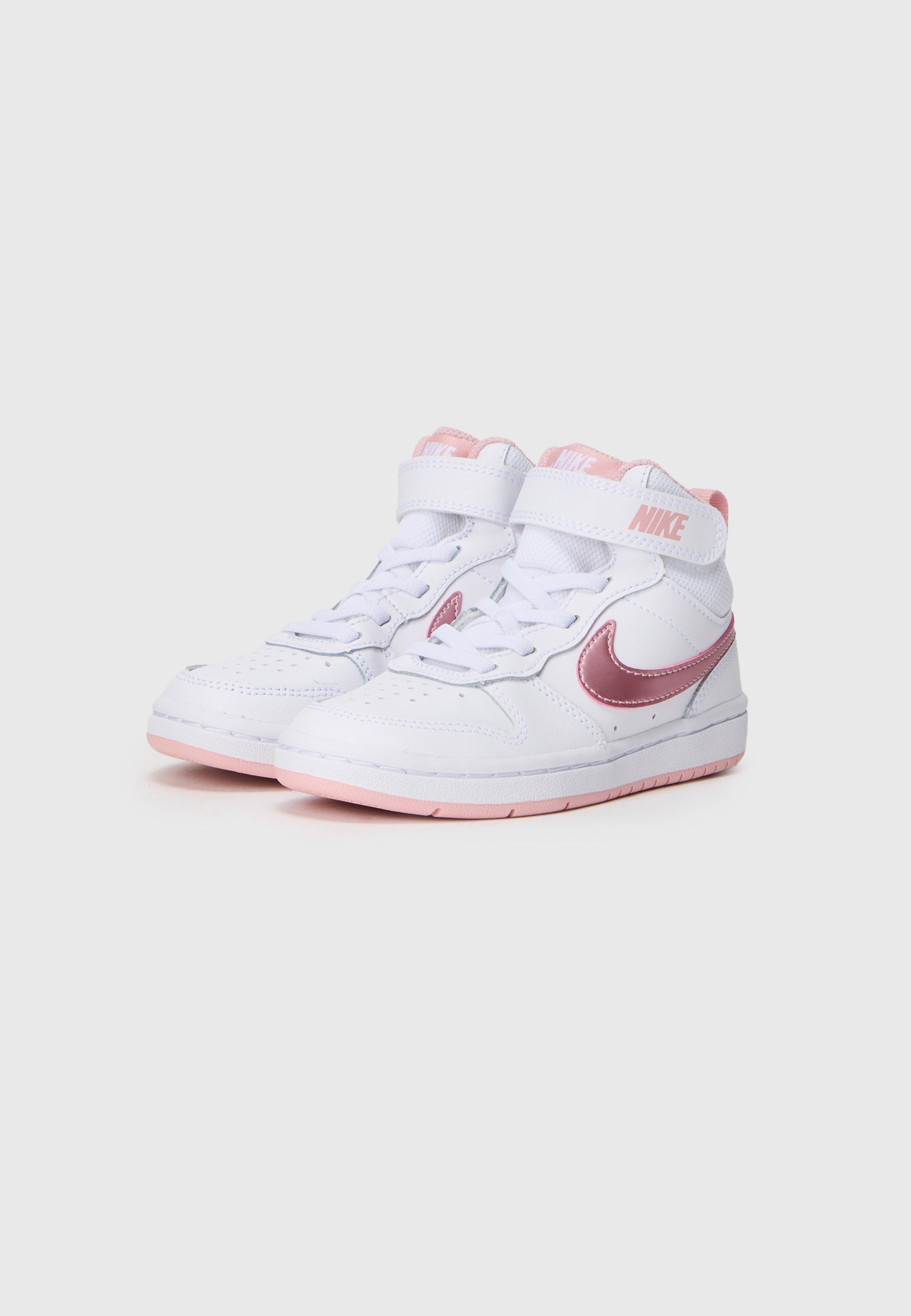 Nike Sportswear COURT BOROUGH MID UNISEX - Hoge sneakers - wit/roze glans