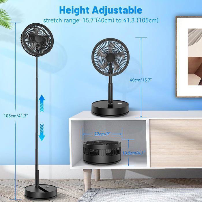 Ventilatore a piantana - XVX - 9'' - Silenzioso - Telecomando - 4 velocità