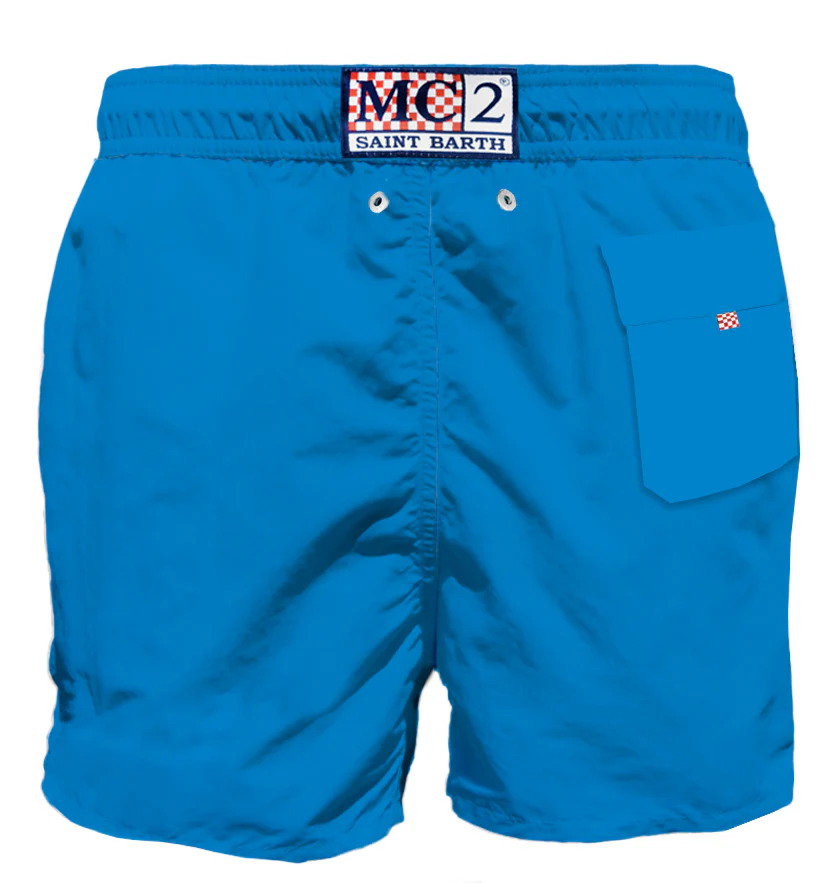 Blaue Herren-Badehose mit Tasche
