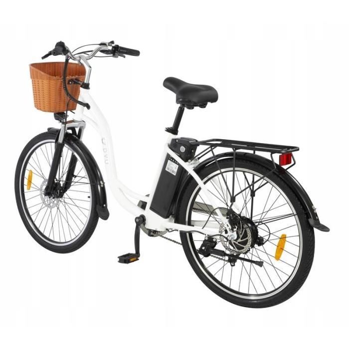 Vélo électrique - DYU - C6 - 26 pouces - Moteur 350W - Batterie 36V 12.5Ah - 70KM autonomie - Blanc