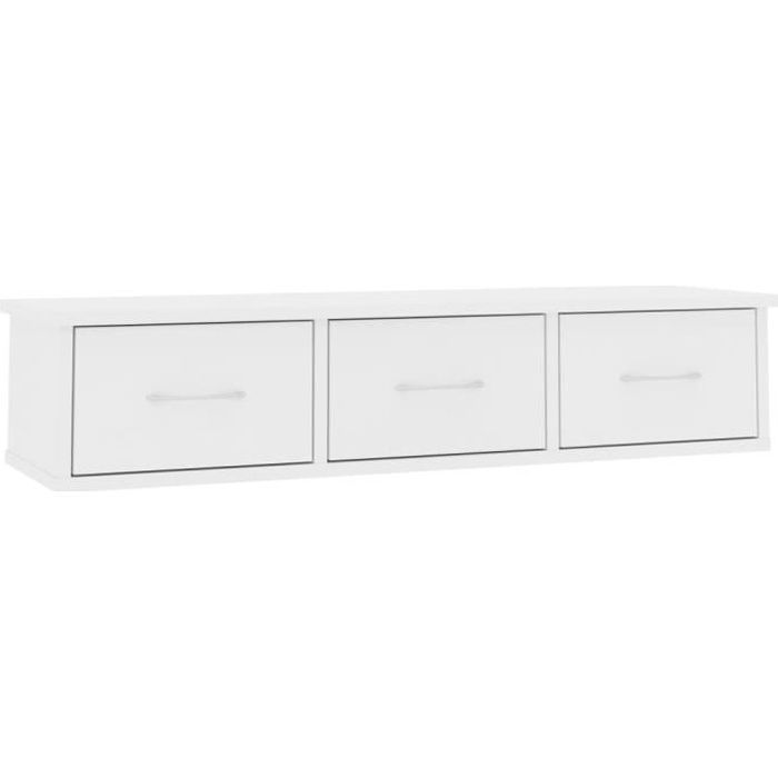 Estantería de pared con cajones - VIDAXL - Blanco - Aspecto madera - Diseño contemporáneo