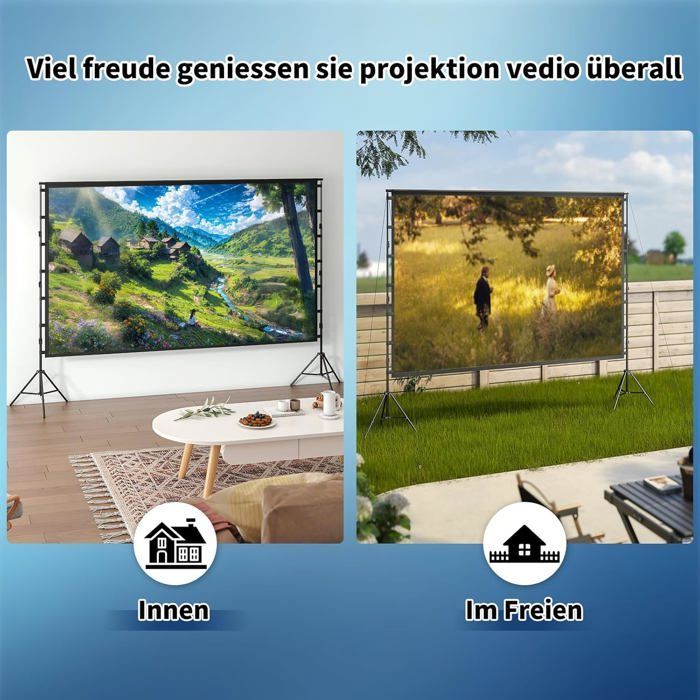 Écran De Projection Portable Avec Support, 150 Pouces Pour L'Intérieur Et L'Extérieur[YE96]