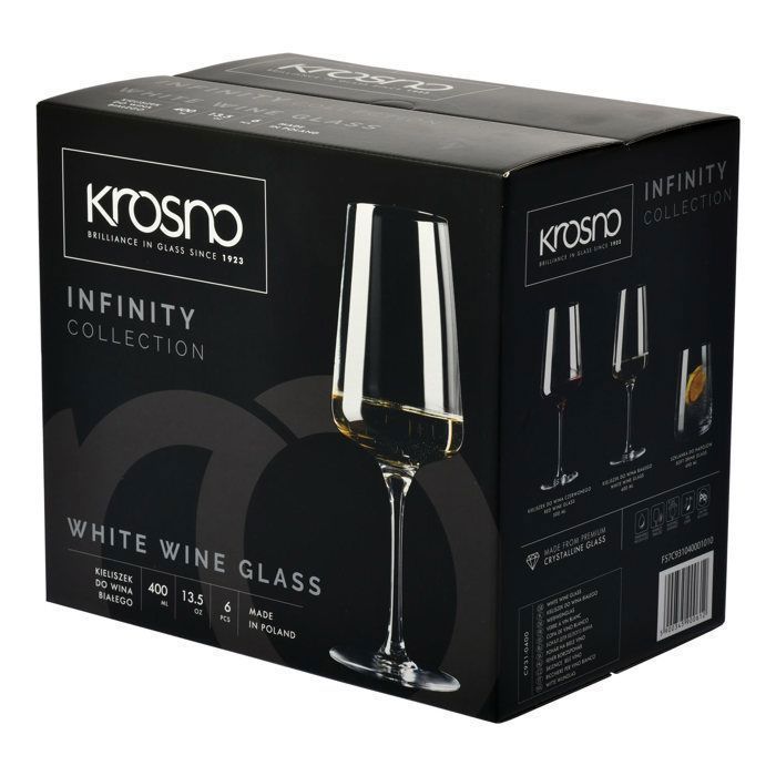 Verres Krosno pour vin blanc et mousseux | Lot de 6 | 400 ML