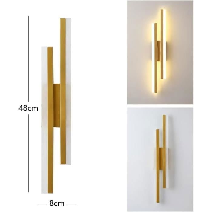 Confezione da 2 applique a LED per interni, 16W, 3 temperature di colore, lampada da parete moderna, per camera da letto, soggiorno, corridoio, scale, oro