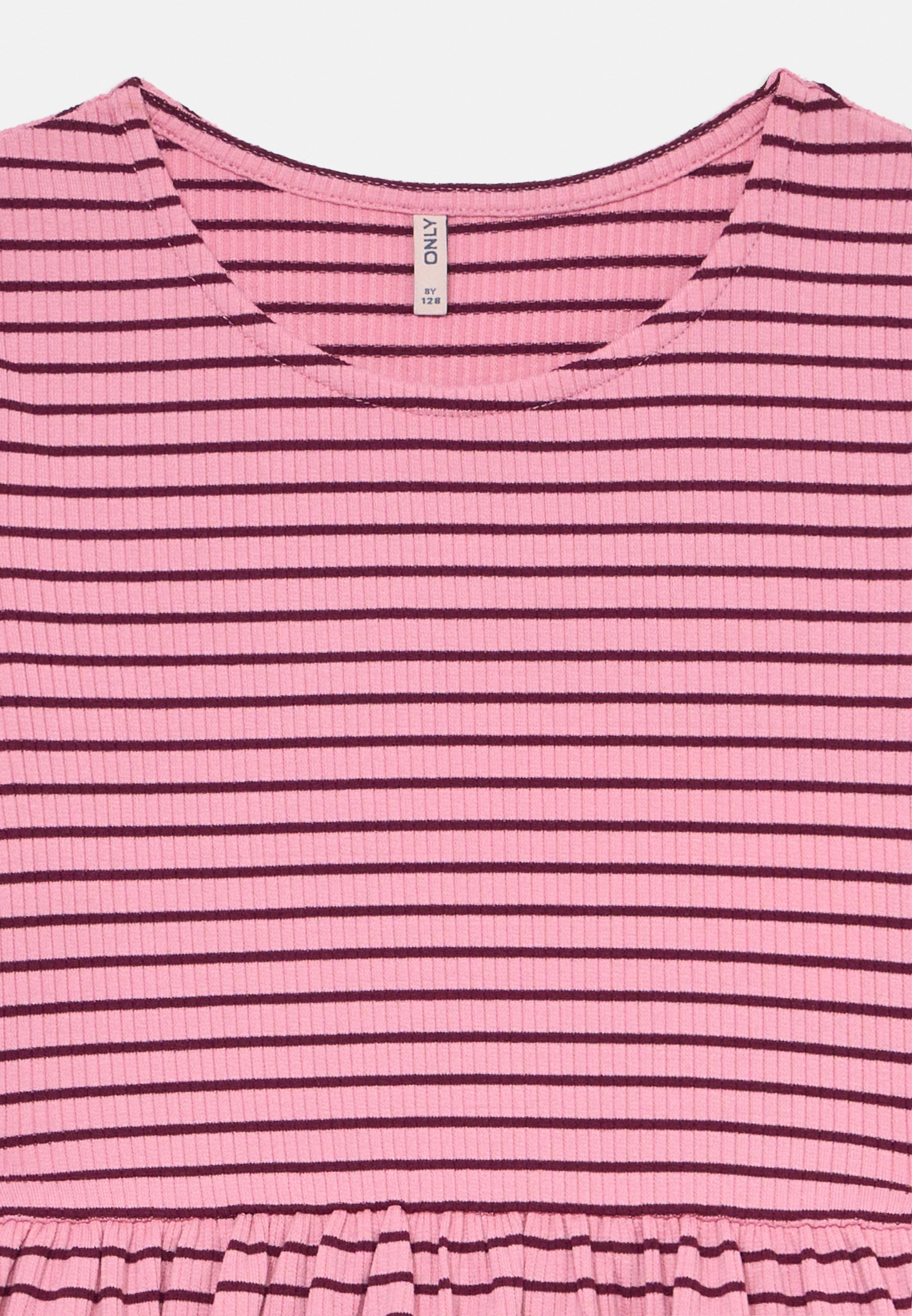 ONLY MINI KMGMAUDE LIFE STRIPE O NECK DRESS - Abito in jersey - rosa mare/malva vino
