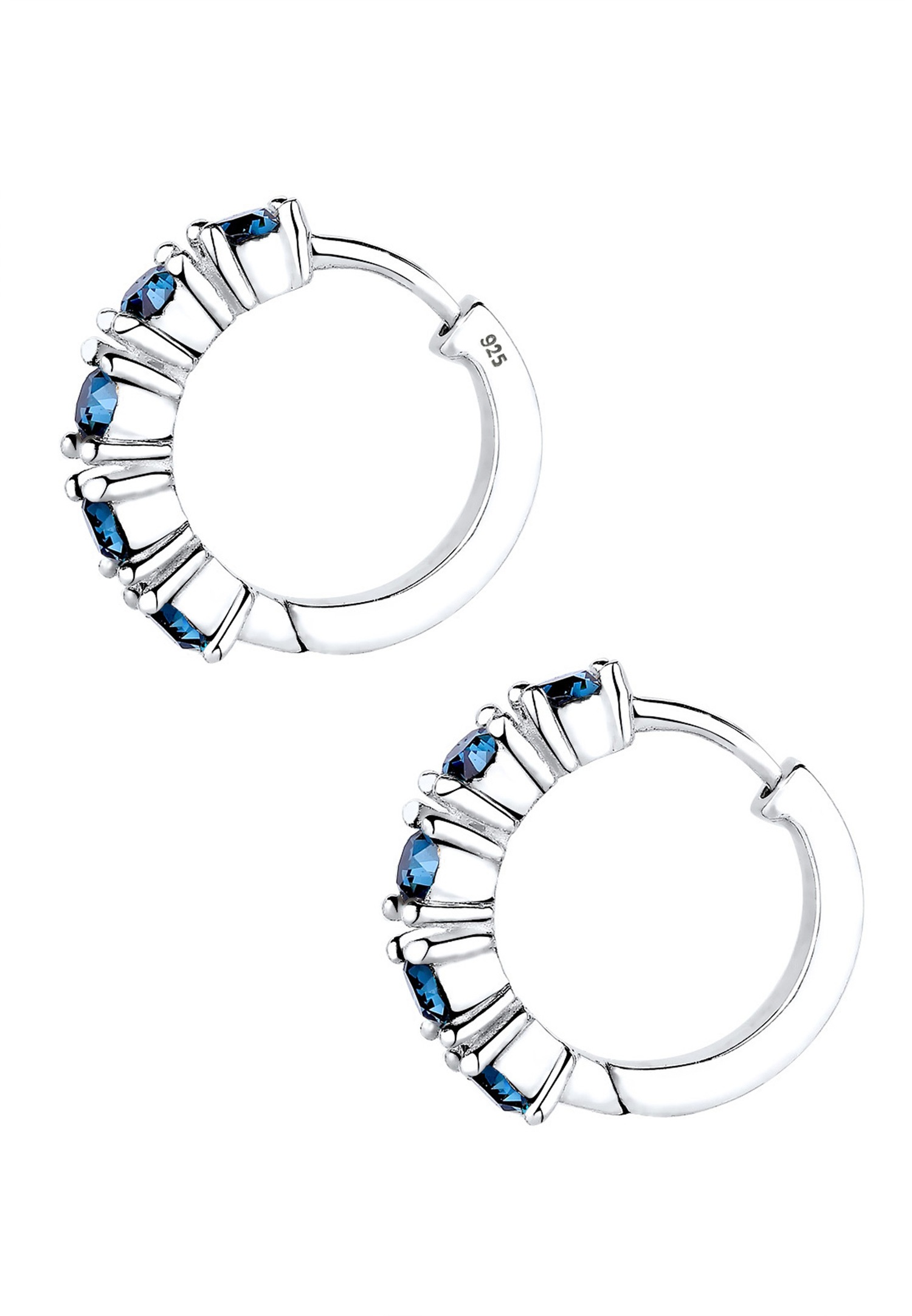 Elli Femmes créoles avec cristaux bleu en argent sterling 925