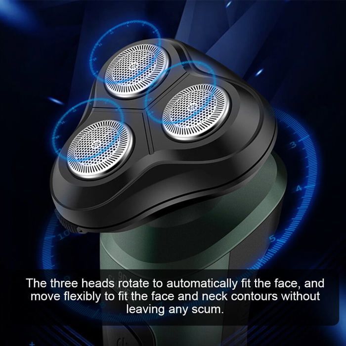 Barbeador Elétrico 4 em 1 para Homens, Recarregável, para Cabeças Calvas, 5 Cabeças, Aparador de Barba e Pelos do Nariz, Verde 3 em 1