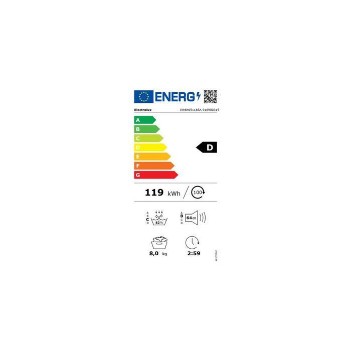 Sèche-linge - ELECTROLUX - EW6HI5118SA - 8 kg - Pompe à chaleur - Anti-froissage