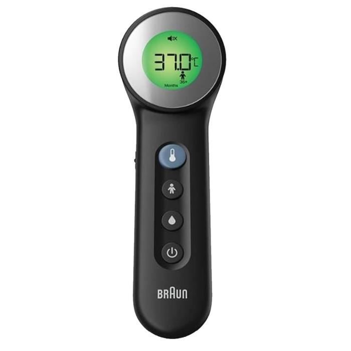 Thermomètre frontal sans contact Affichage numérique à code couleur Précis 2 seconde Bébé et enfant Braun Sensian 7