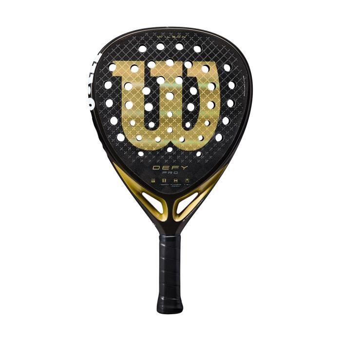 Pala de pádel Wilson Defy Pro V1 negra/dorada 370g - Potencia y efecto (2025)