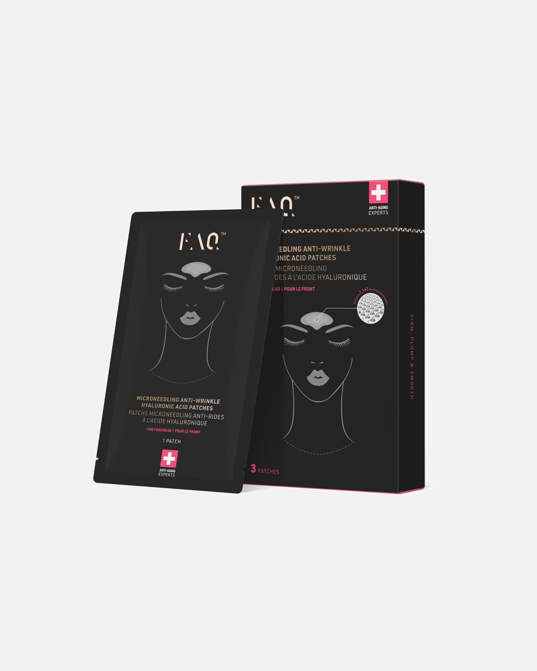 Vanliga frågor Swiss Anti-Aging Mask Microneedling Anti-Wrinkle Hyaluronsyraplåster för pannan (3 stycken) - 1 styck