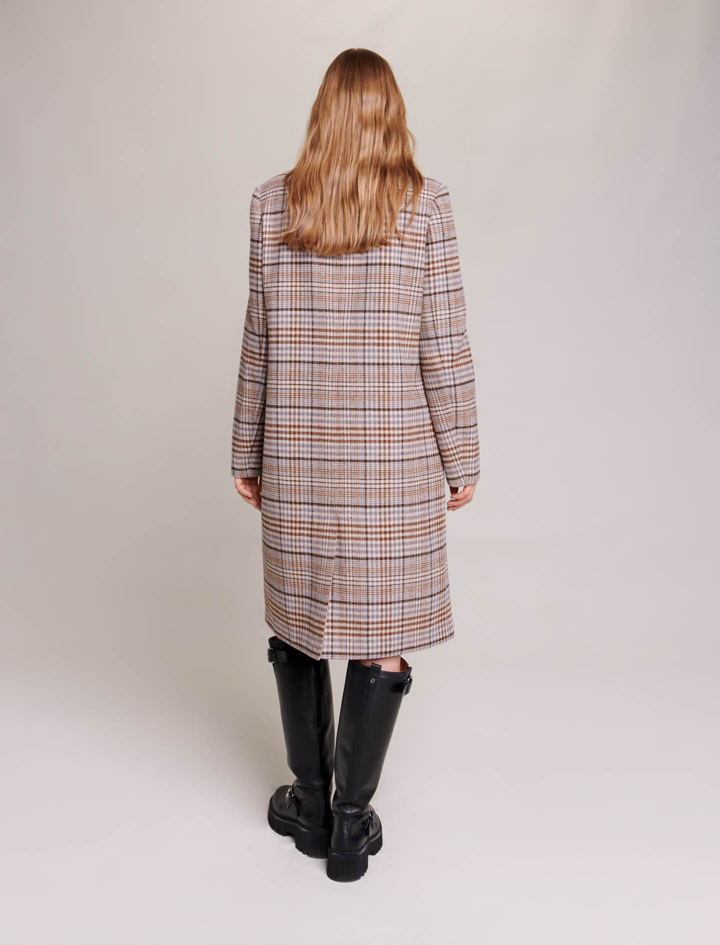 Pitkä ruudullinen takki - Beige